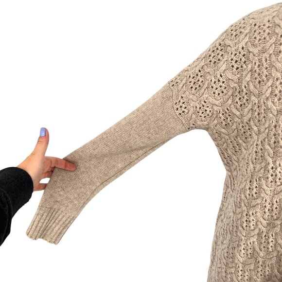 Nanette Lepore Lace Knit 100% 2-Ply Cashmere Turtleneck Sweater Beige Size Small - Picture 5 of 10